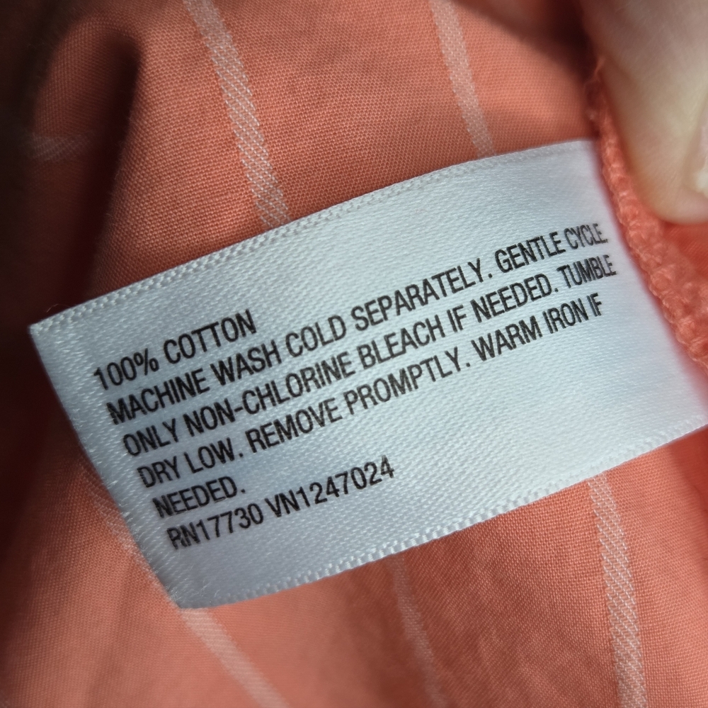 A New Day Size XXL Vibrant Coral Oversized Shirt with Subtle Stripes Button-up - Picture 10 of 11